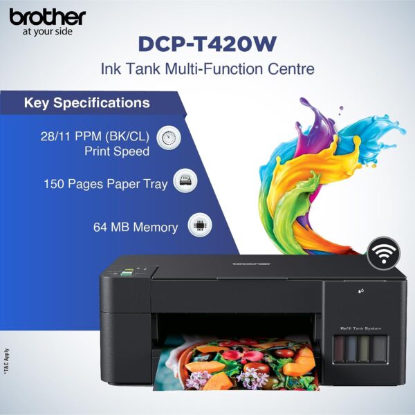 BROTHER DCP-T420W Wireless All in One Ink Tank Printer - Image 3
